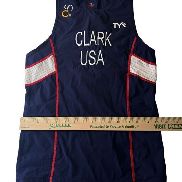 TYR Men’s large Red White Blue Singlet Tank Triathlon Team USA - Picture 10 of 11